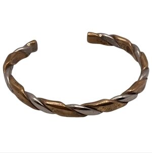 Vintage Sergio Lub Braided Copper and Sterling Silver Cuff Bracelet